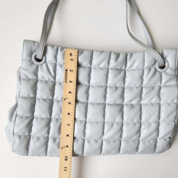 Vince Camuto Jass Quilted Puffy Large Shoulder Bag Tote Gray Faux Leather Soft - Picture 10 of 13